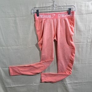 Gymshark Women Medium Seamless FlexV3 Peach Spellout  Workout Leggings